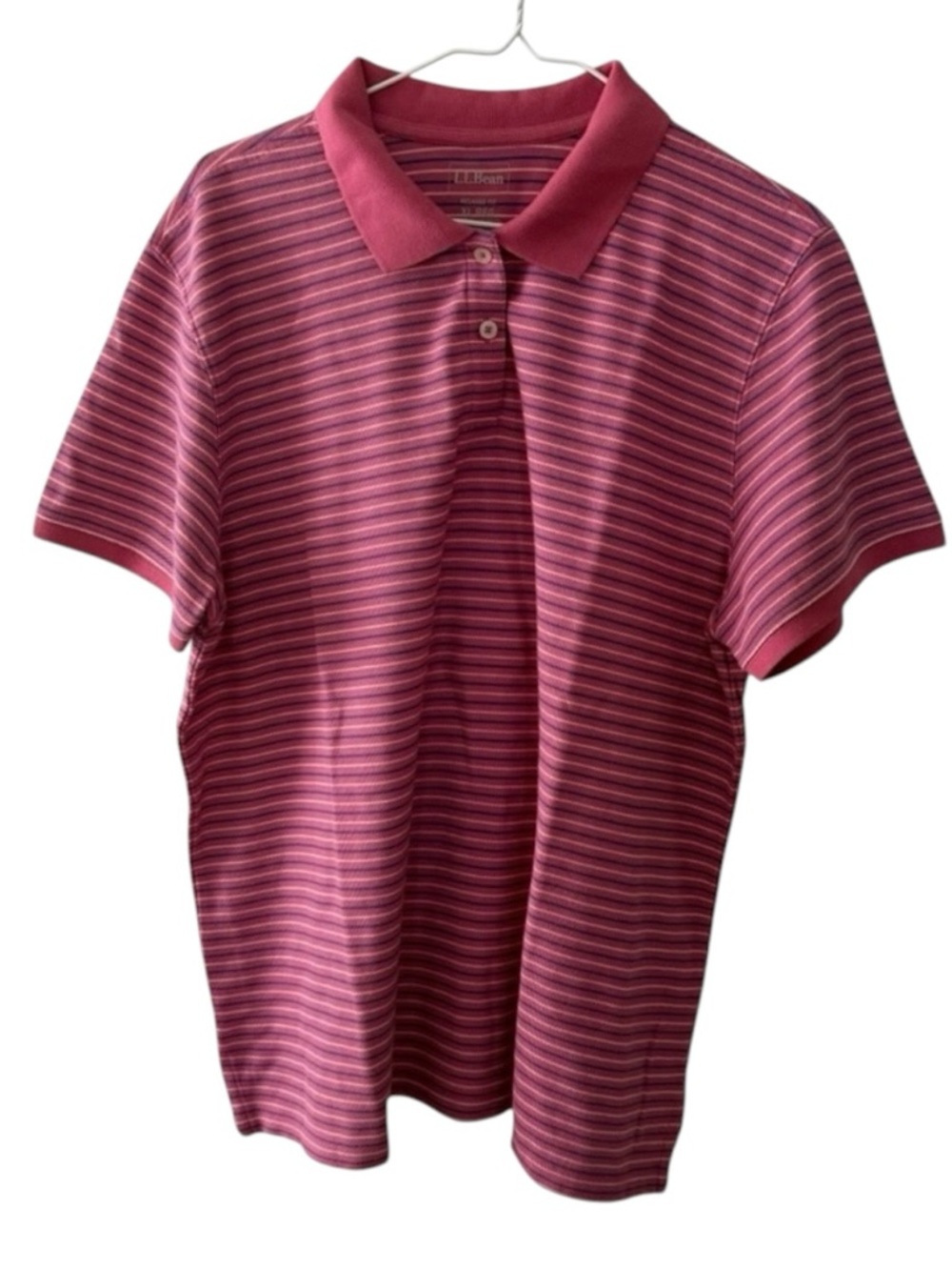 L.L. Bean Men’s Pink Striped Polo Shirt Size XL Reg Short Sleeves